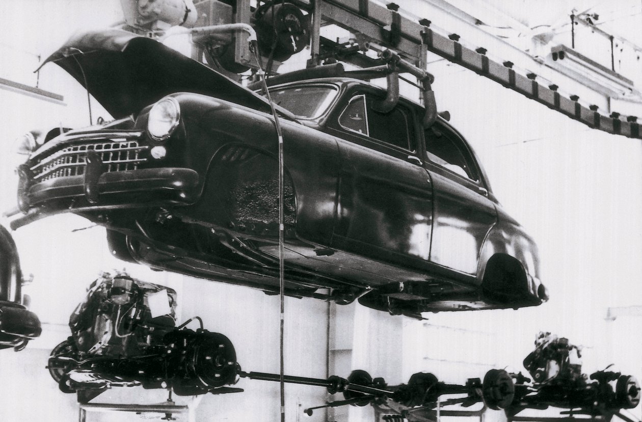 Indústria automotiva da marca espanhola Seat em Barcelona, 02/06/1953 (foto a p/b) de Unbekannt
