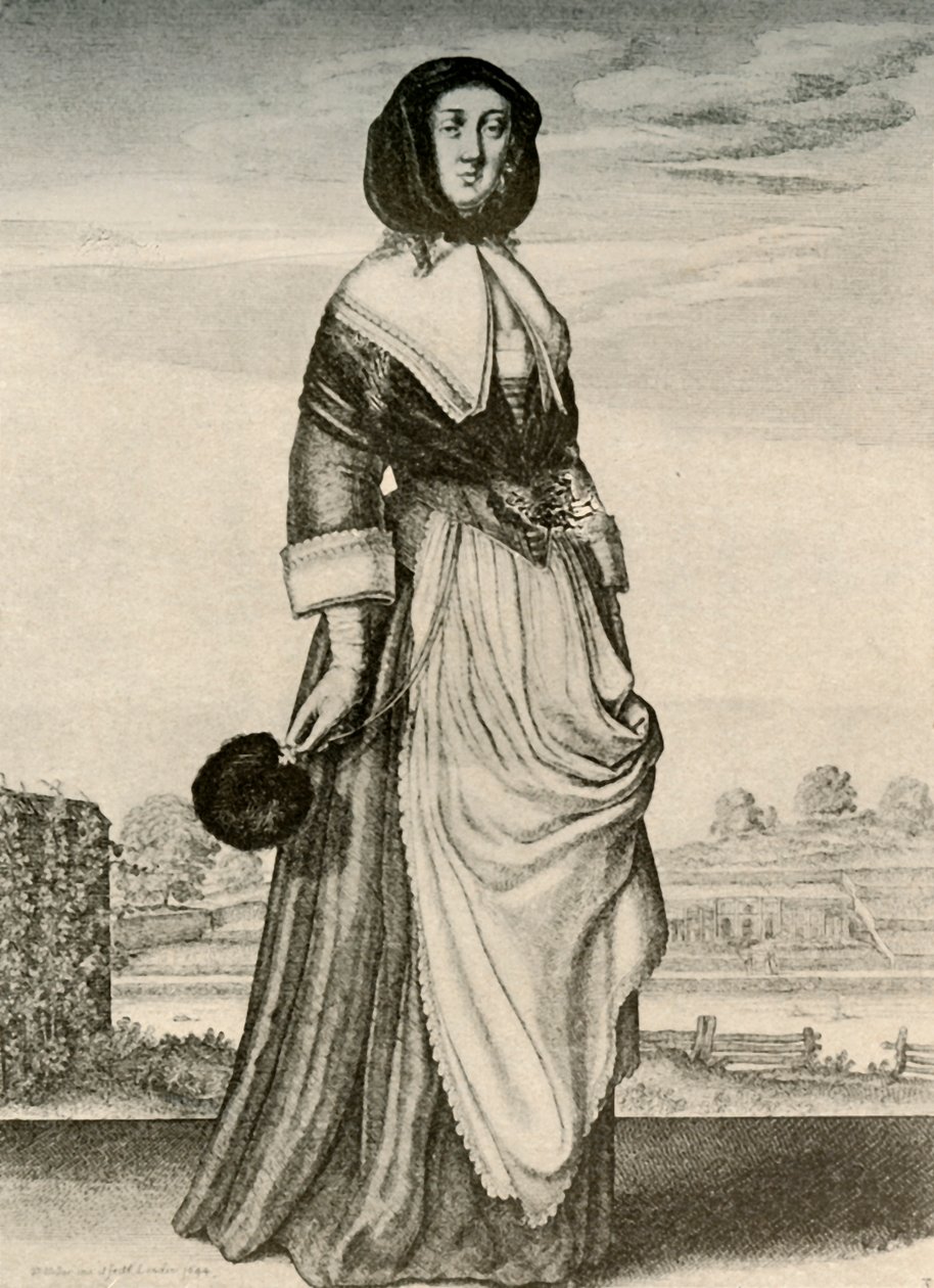 Outono - uma mulher inglesa de capuz e avental, reinado de Carlos I, c1620-1640, 1937 de Unbekannt