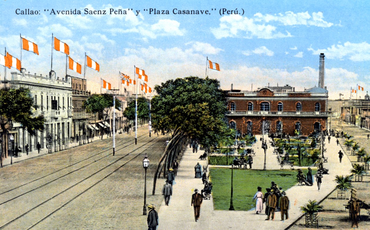 Avenida Saenz Pena e Plaza Casanave, Callao, Peru, c1900s de Unbekannt