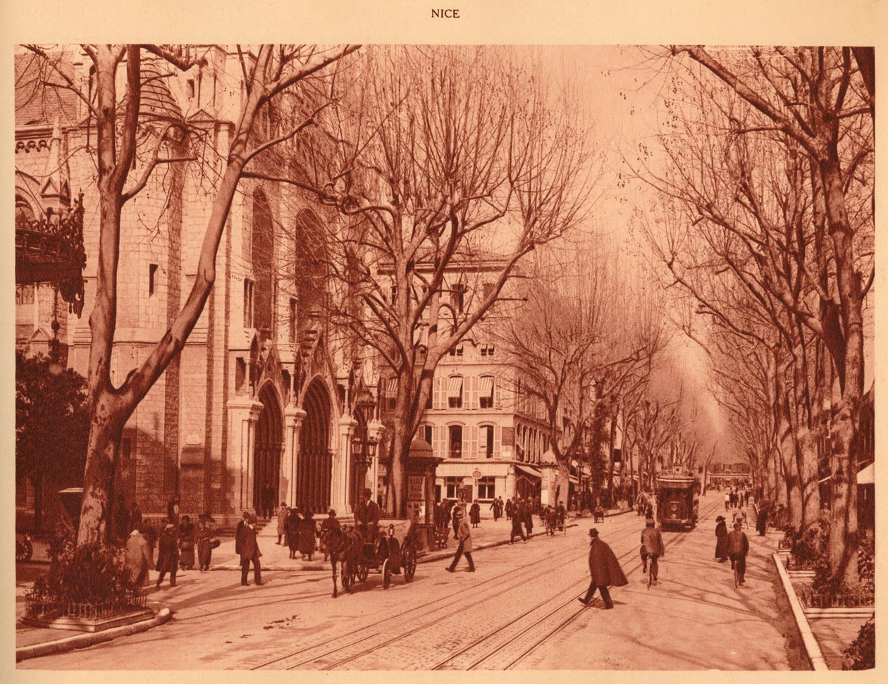 Avenue de la Victoire e Igreja de Notre-Dame, Nice, 1930. de Unbekannt