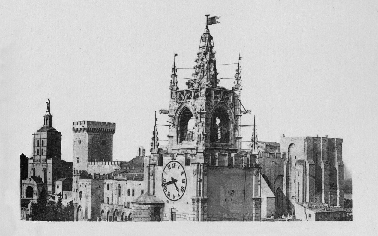 Avignon - A Torre Jacquemart, Igreja Notre-Dame de Doms e Palácio dos Papas, c1925 de Unbekannt