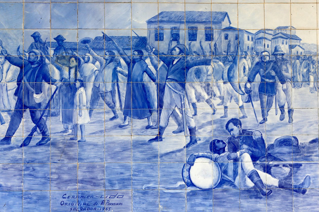 Mosaico Azulejo retrata a luta do Brasil pela independência, Cachoeira, Brasil de Unbekannt