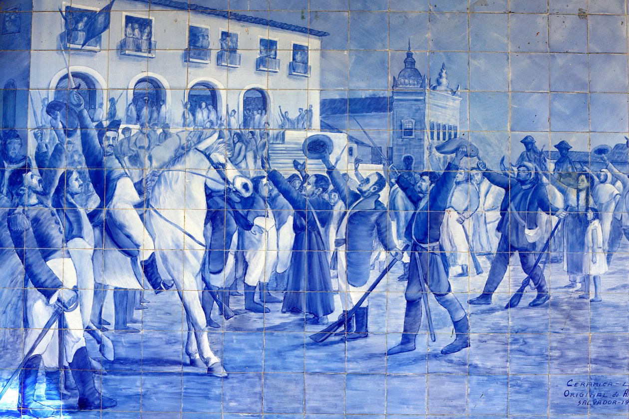 Mosaico Azulejo representando o povo Cachoeira aplaudindo o Príncipe Pedro, que levou o Brasil à independência, Cachoeira, Brasil de Unbekannt