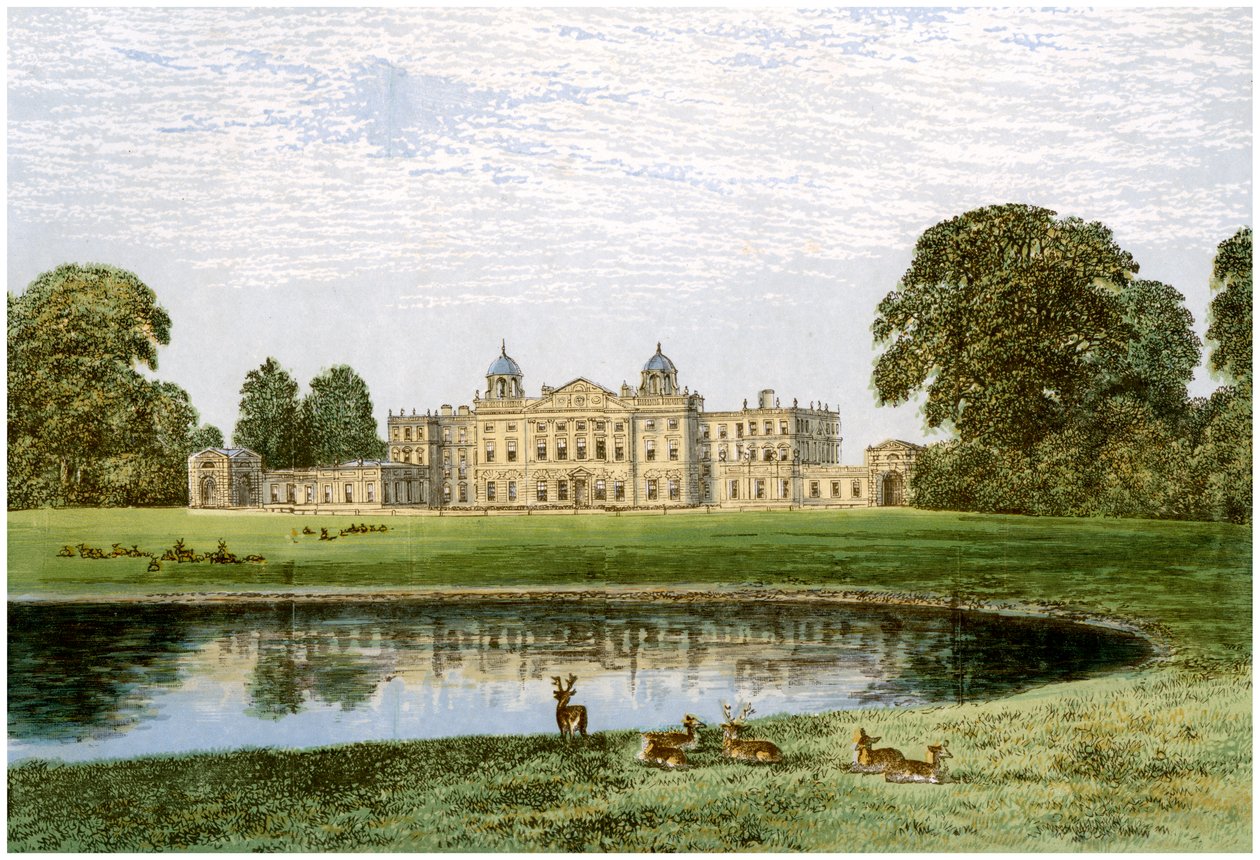 Casa de badminton, Gloucestershire, casa do duque de Beaufort, c1880 de Unbekannt