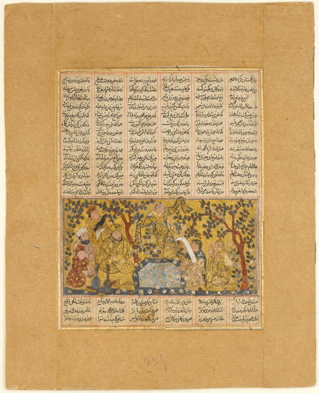 Bahram Gur Entretido pelas Filhas de Barzin, Folio de um Shahnama..., 1300-1330. de Unbekannt