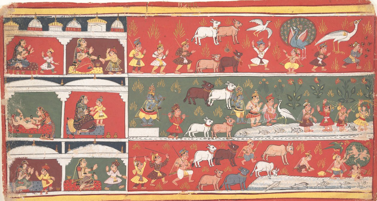 Bakasura, o Demônio do Guindaste, chega em Brindavan ... um Bhagavata Purana Disperso ..., ca. 1700 de Unbekannt