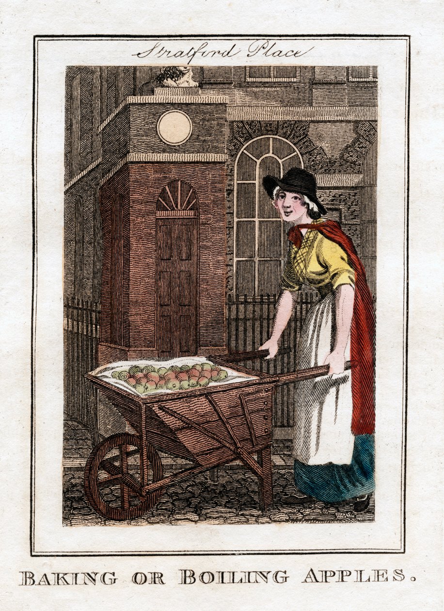 Assar ou ferver maçãs, Stratford Place, Londres, 1805 de Unbekannt