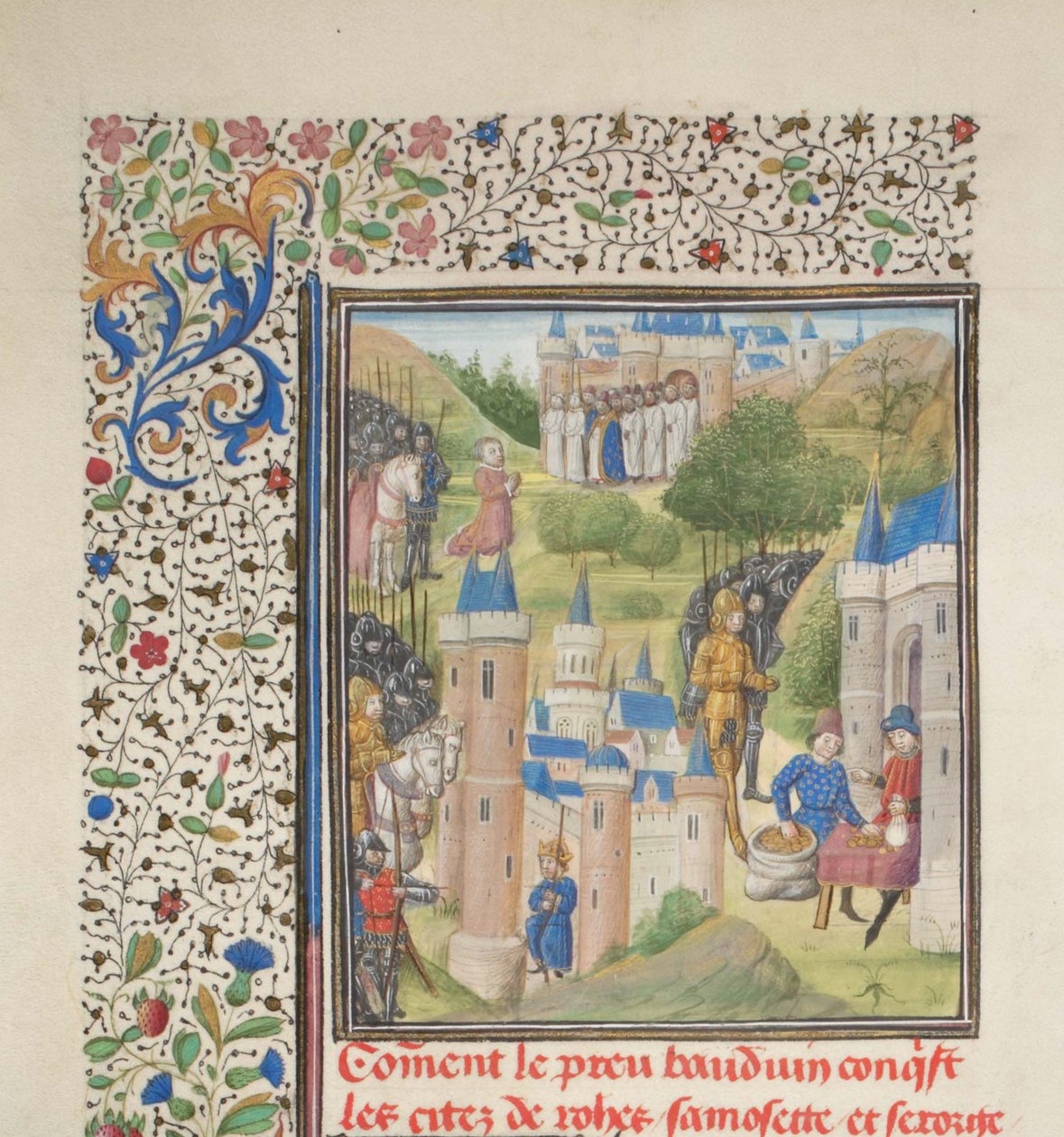 Baldwin de Boulogne entrando em Edessa em fevereiro de 1098. Miniatura da História de William of Tyre, 1460s de Unbekannt