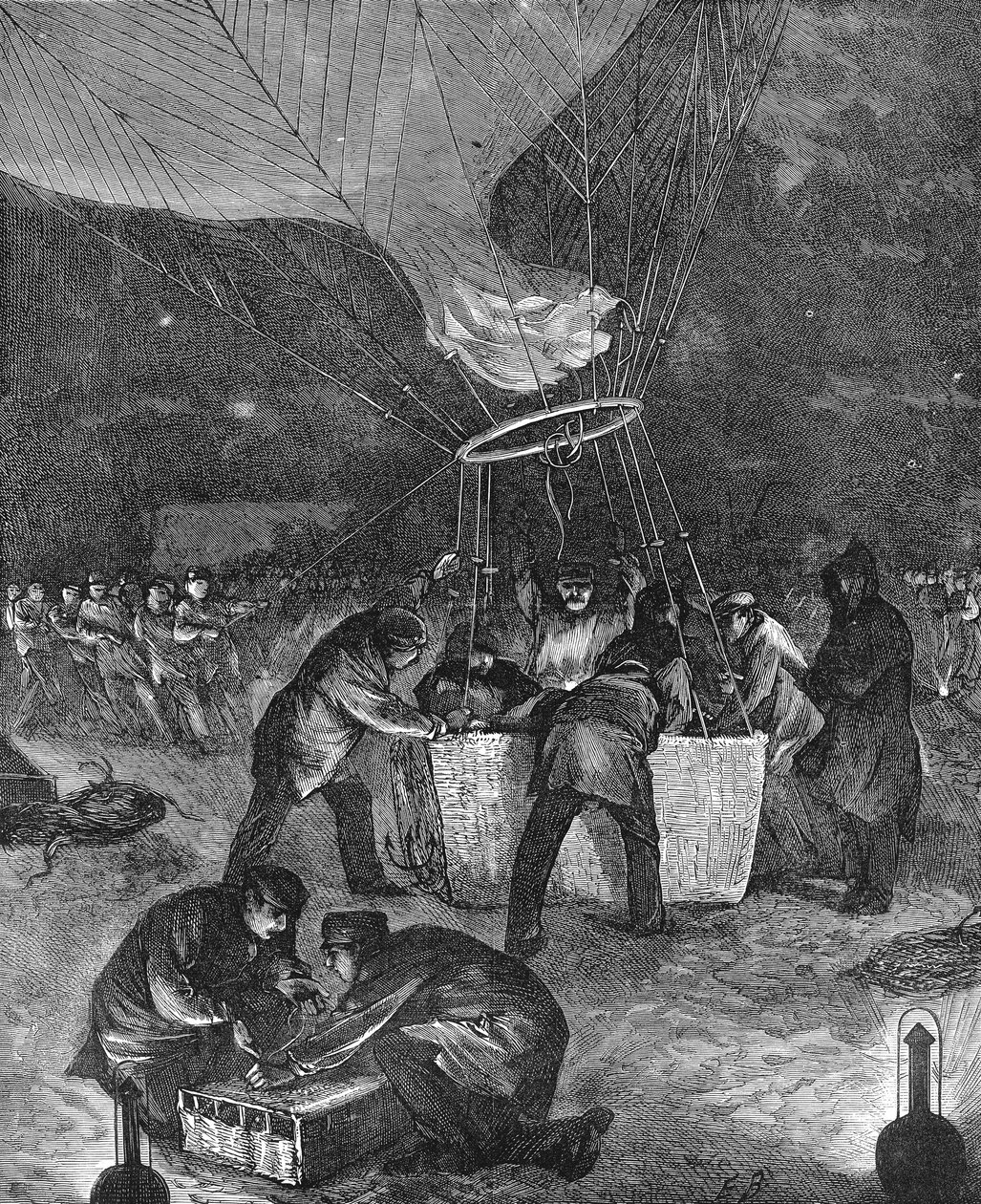 Subida de balão à noite na Gare du Nord, Paris, Guerra Franco-Prussiana de Unbekannt
