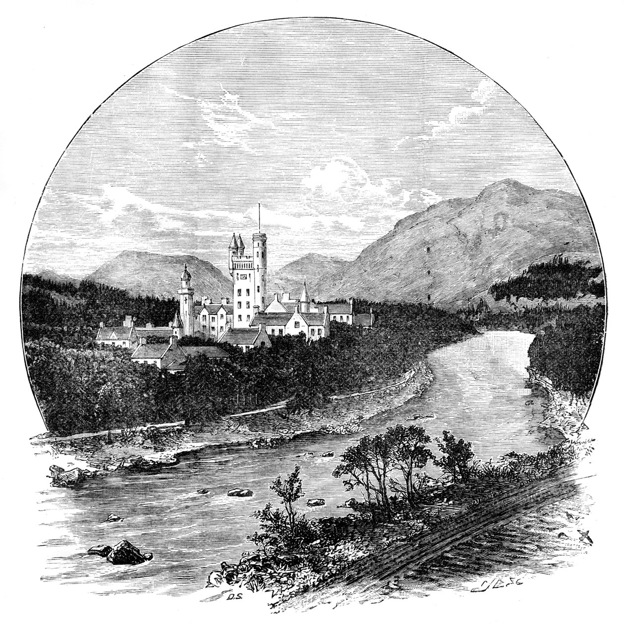 Castelo de Balmoral e o rio Dee, Escócia, c1888 de Unbekannt