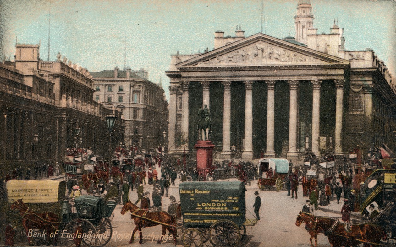 Banco da Inglaterra e Royal Exchange, c1910 de Unbekannt