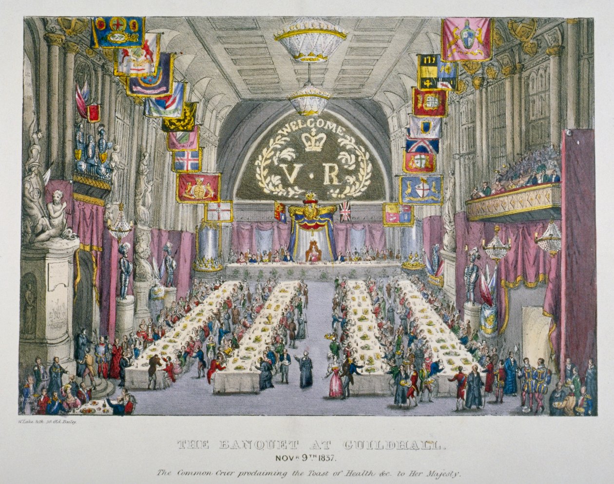 Banquete no Guildhall em homenagem à Rainha Victoria, City of London, 1837 de Unbekannt