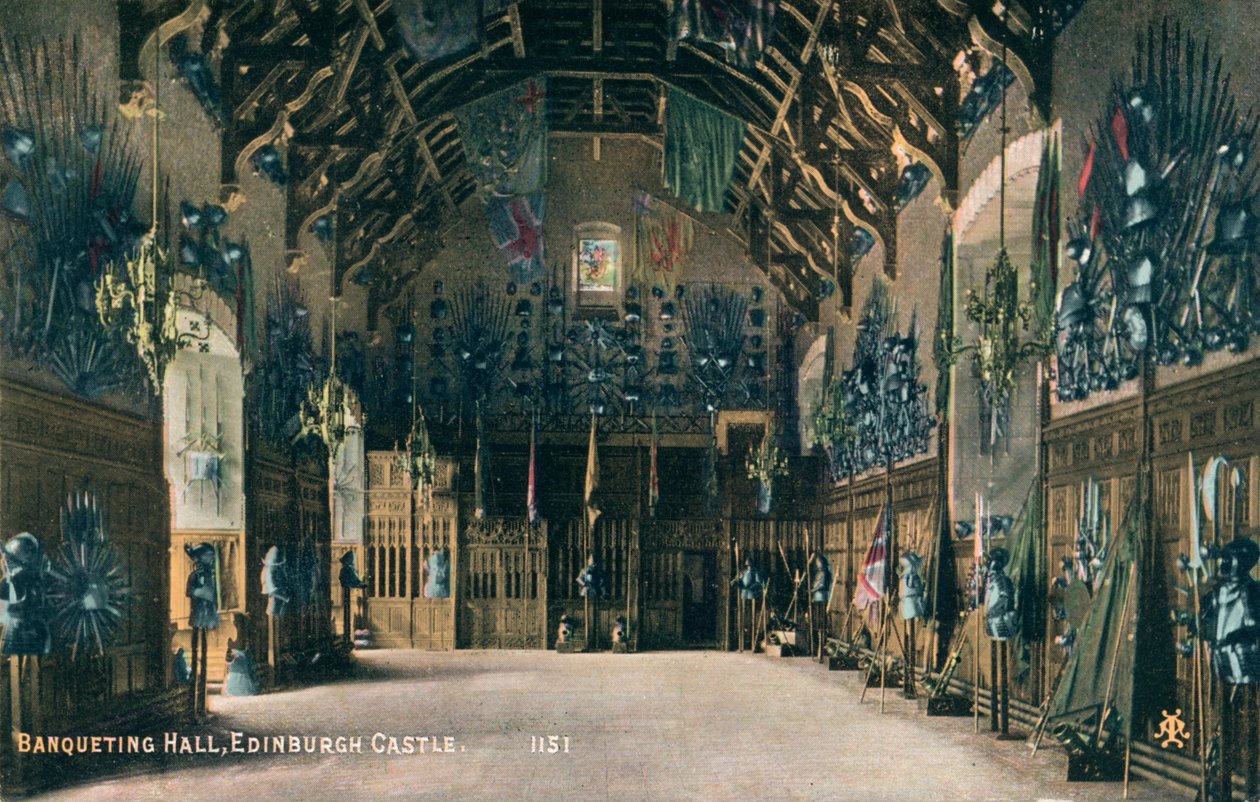 Salão de banquetes, Castelo de Edimburgo, c1930 de Unbekannt