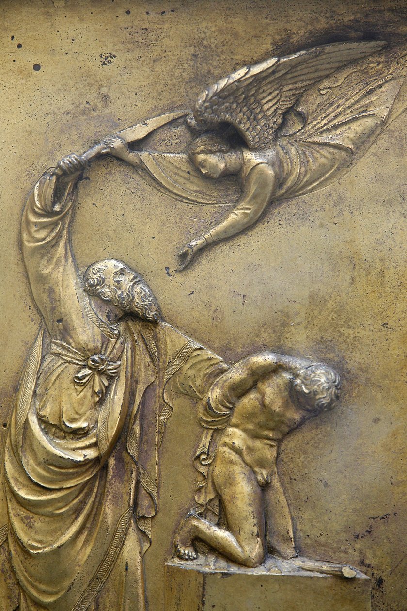 Baptistério de San Giovanni. Porta do Paraíso. Abraão sacrificando Isaac Florence Italie de Unbekannt