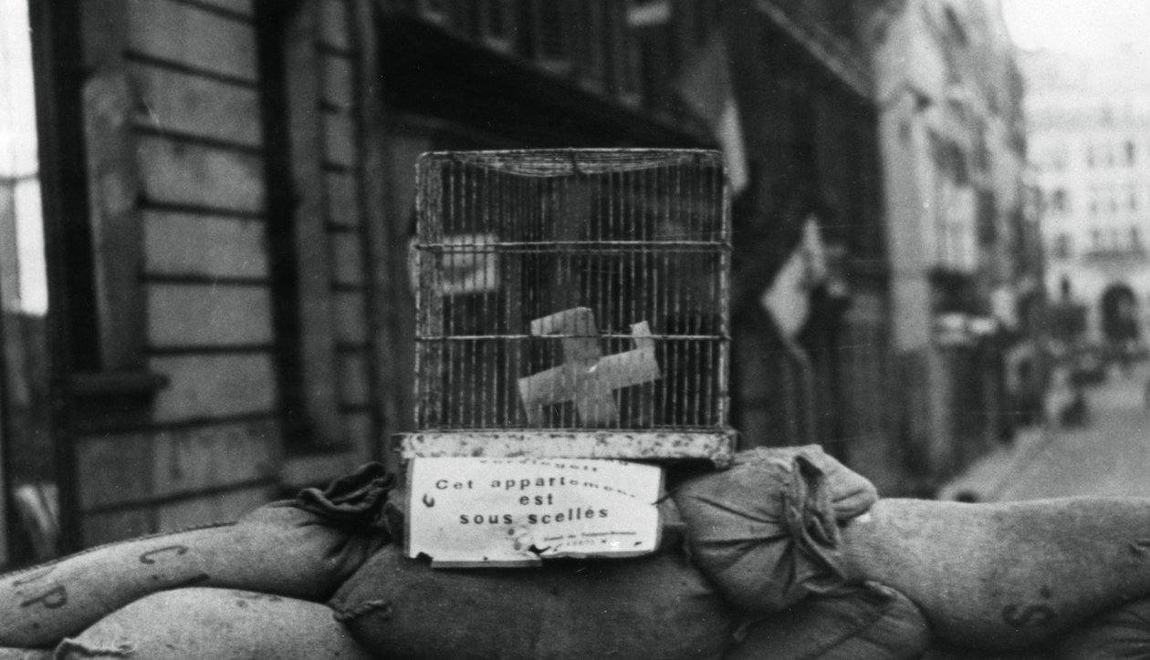 Barricada na Rue de Chateaudun, libertação de Paris, agosto de 1944 de Unbekannt
