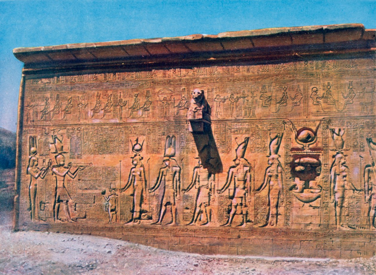 Baixo-relevo de Cleópatra, Caesarion, Templo de Hathor, Dendara no Egito, século XX de Unbekannt