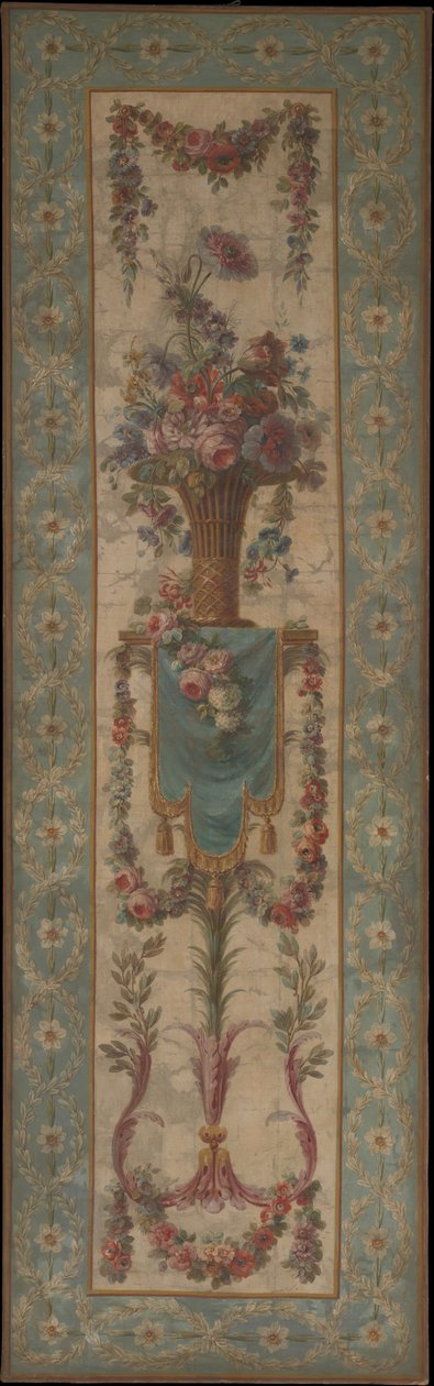 Cesto de flores com guirlandas, 1770-90. de Unbekannt