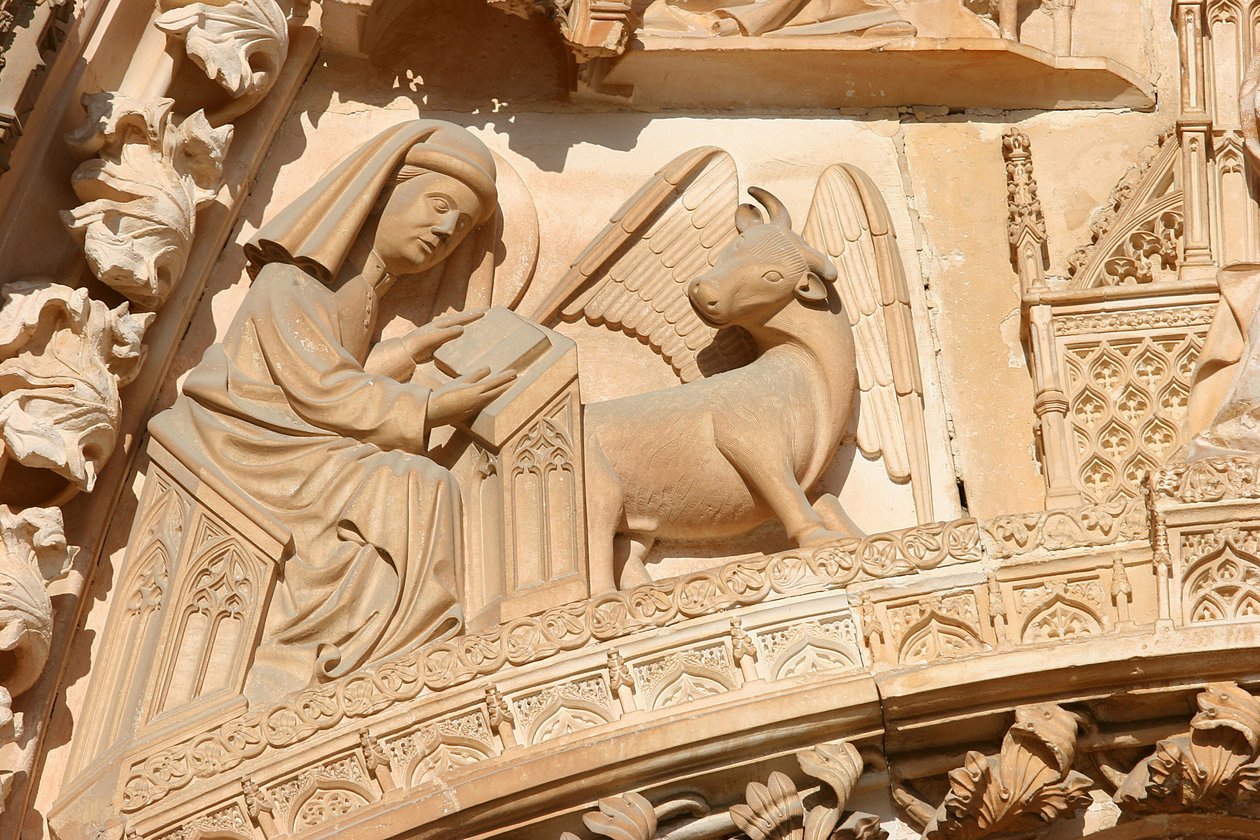 Mosteiro da Batalha : o evangelista Lucas e a carne, seu símbolo, Batalha, Portugal de Unbekannt