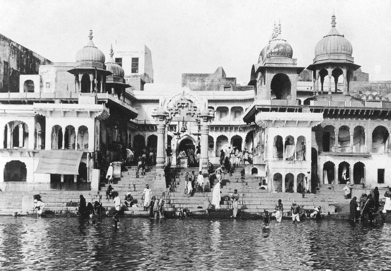 Ghat de banho no rio Yamuna, Muttra, 1917 de Unbekannt