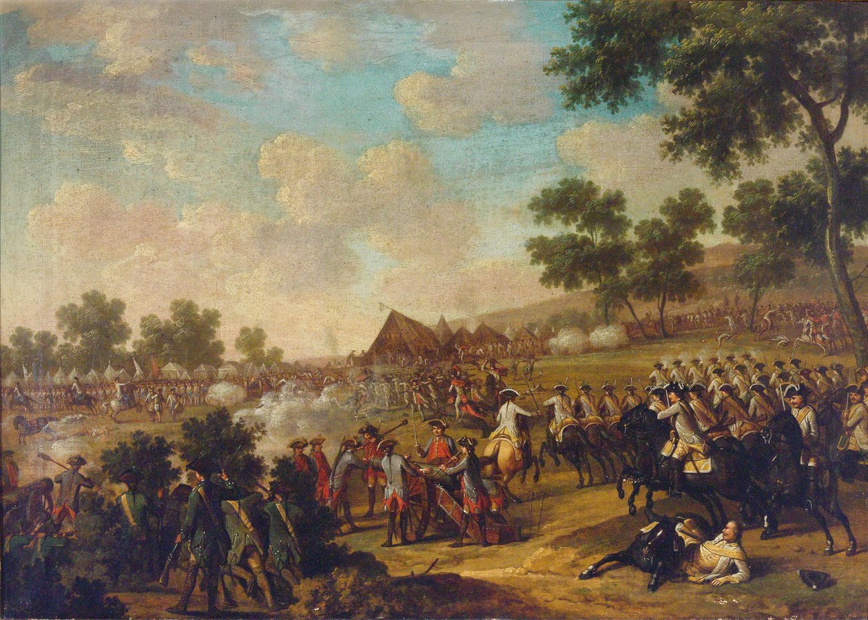 Cena de batalha da Guerra dos Sete Anos, segunda metade do século XVIII .. de Unbekannt