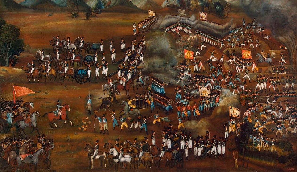 Batalha entre persas e russos perto de Sultanabad, 13 de fevereiro de 1812 c1815 de Unbekannt
