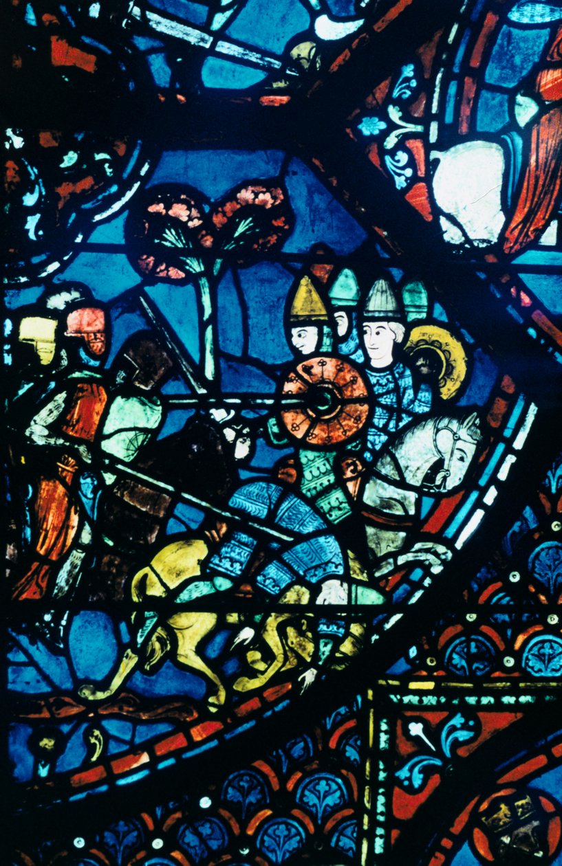 Batalha de Sahagun, vitral, Catedral de Chartres, c1225 de Unbekannt