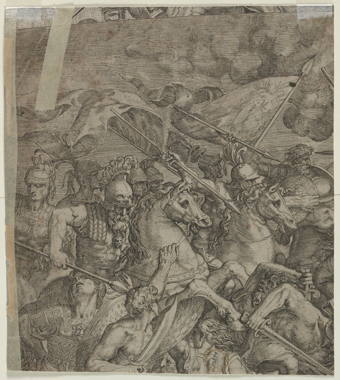 Batalha da ponte da Milvia, fragmento verso, 1500s. de Unbekannt