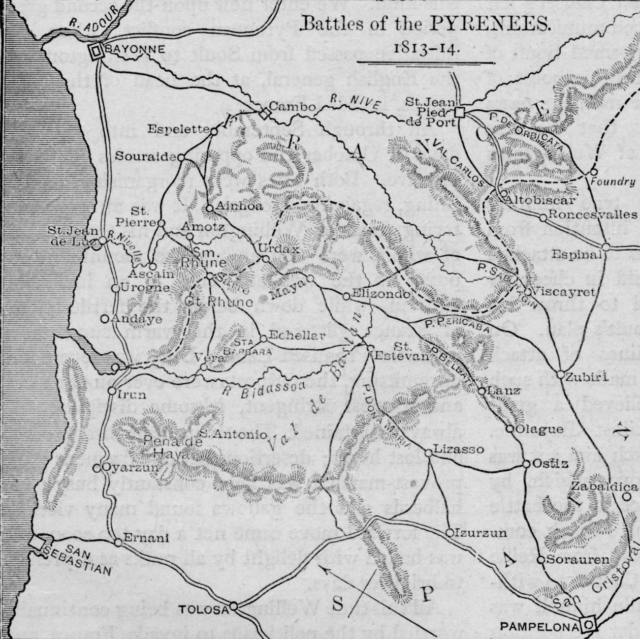 Batalhas dos Pirinéus: mapa de esboço, 1902 de Unbekannt