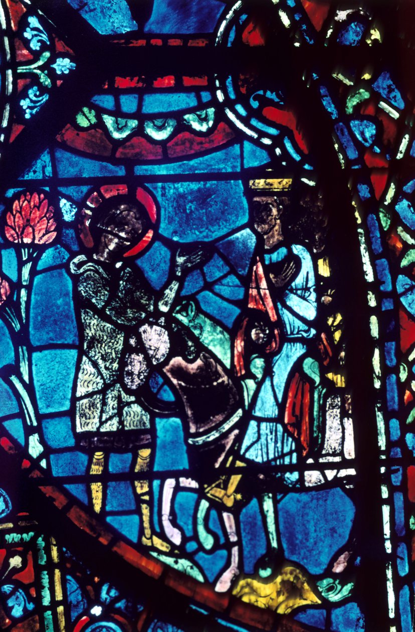 Baudoin conta a Carlos Magno a morte de Roland, vitral, Catedral de Chartres, 1194-1260 de Unbekannt
