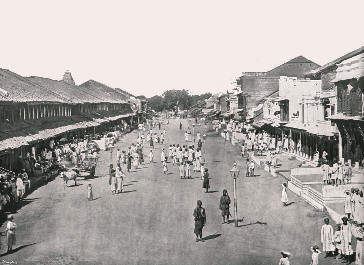 Cena do bazar, bairro nativo, Calcutá, Índia, 1895. de Unbekannt