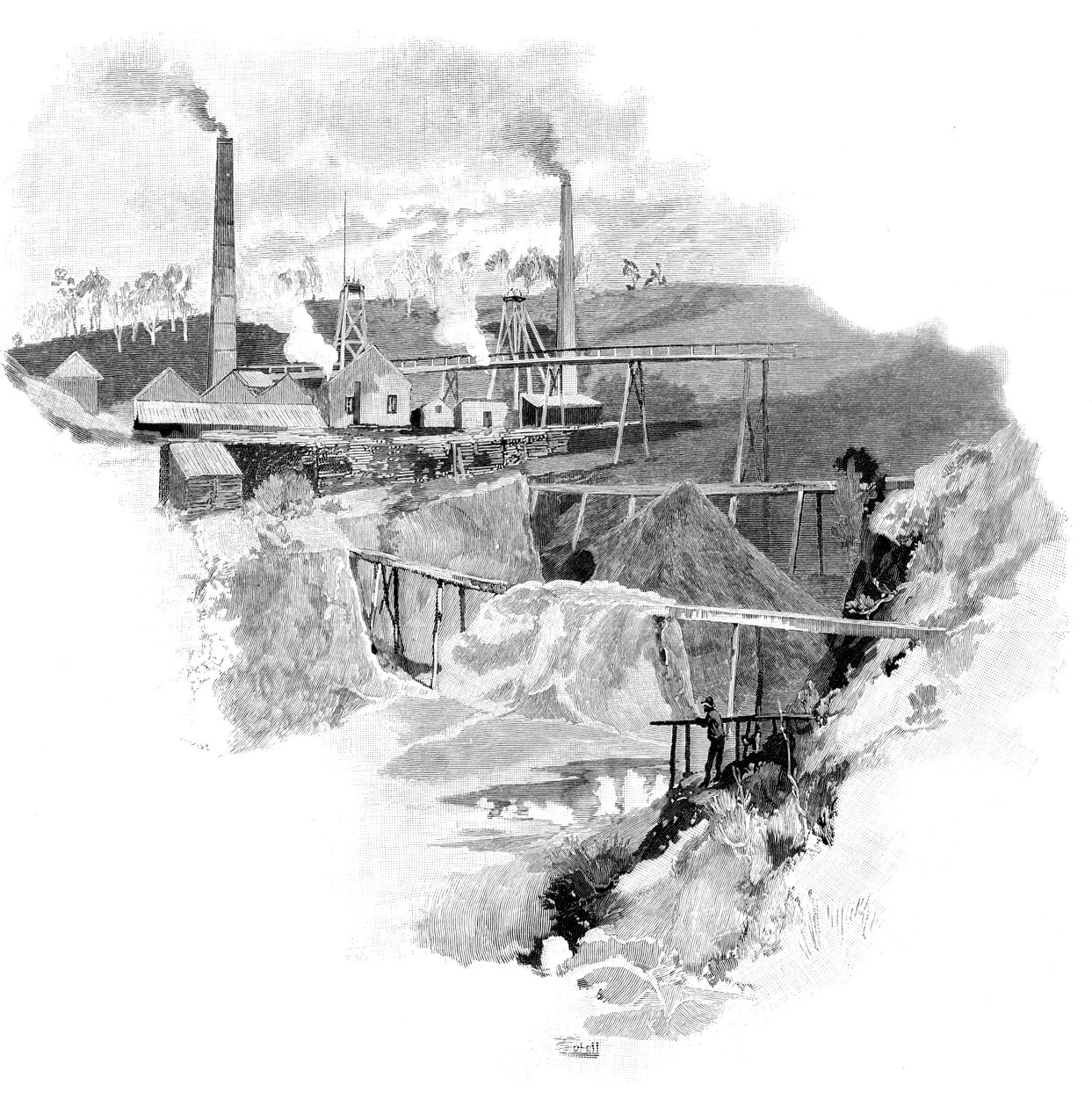 Minas de ouro de Beaconsfield, Tasmânia, Austrália, 1886 de Unbekannt