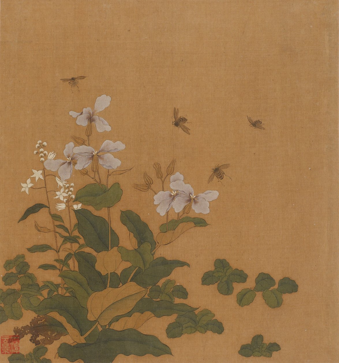 Abelhas pairando sobre flores, dinastia Qing, século XVIII. de Unbekannt
