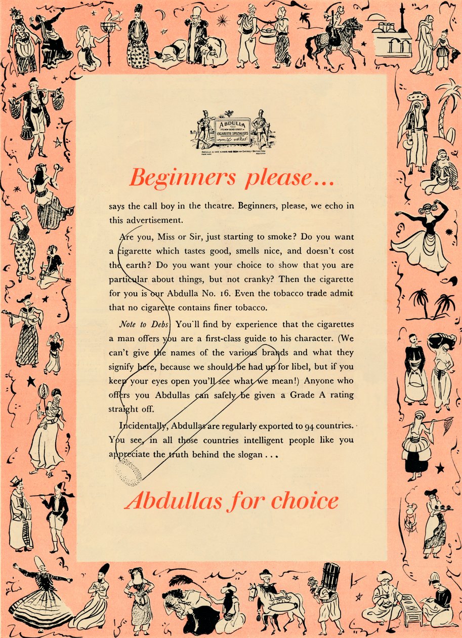 Os iniciantes agradam a Abdullas pela escolha, 1939. de Unbekannt