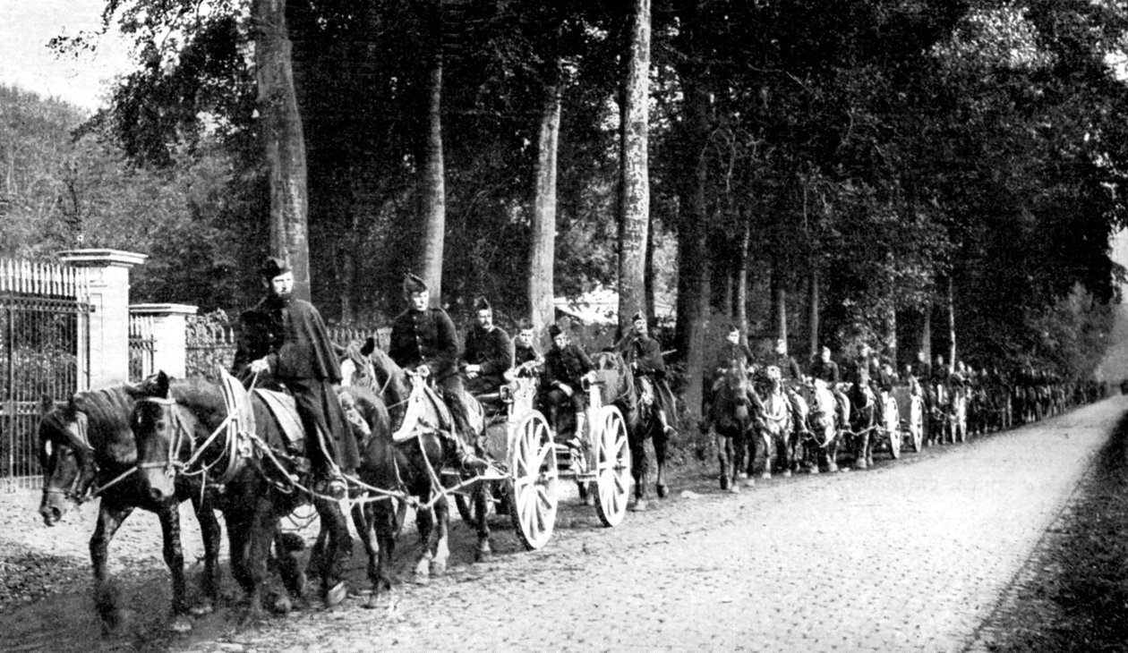 Artilharia belga evitando aviões alemães Taube, Primeira Guerra Mundial, 1914 de Unbekannt