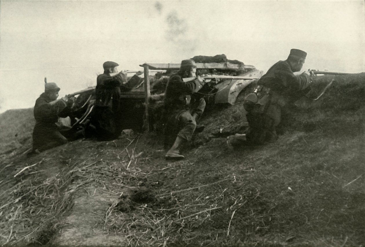 Belgas segurando o rio em Termonde, 1919. de Unbekannt