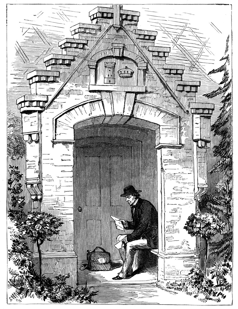 Benjamin Disraeli 1804-1881 lendo cartas na varanda do Hughenden Lodge, século XIX de Unbekannt