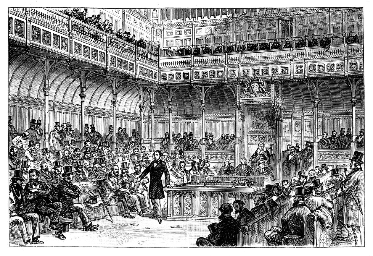 Benjamin Disraeli apresentando seu projeto de reforma na Câmara dos Comuns, c1867 de Unbekannt