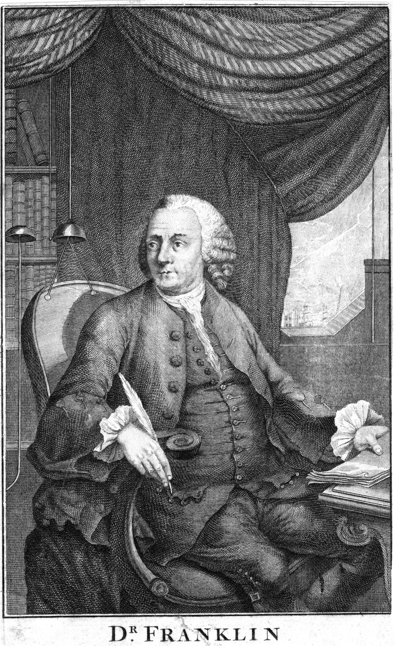 Benjamin Franklin, cientista americano, inventor e estadista, final do século XVIII de Unbekannt