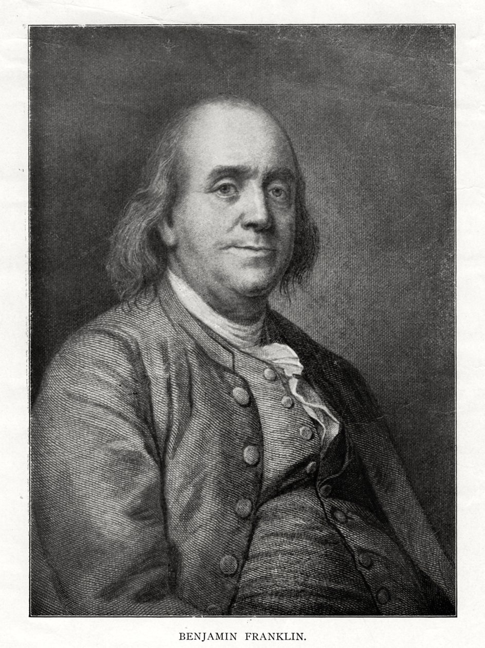 Benjamin Franklin, estadista americano, impressora e cientista, século 20 de Unbekannt