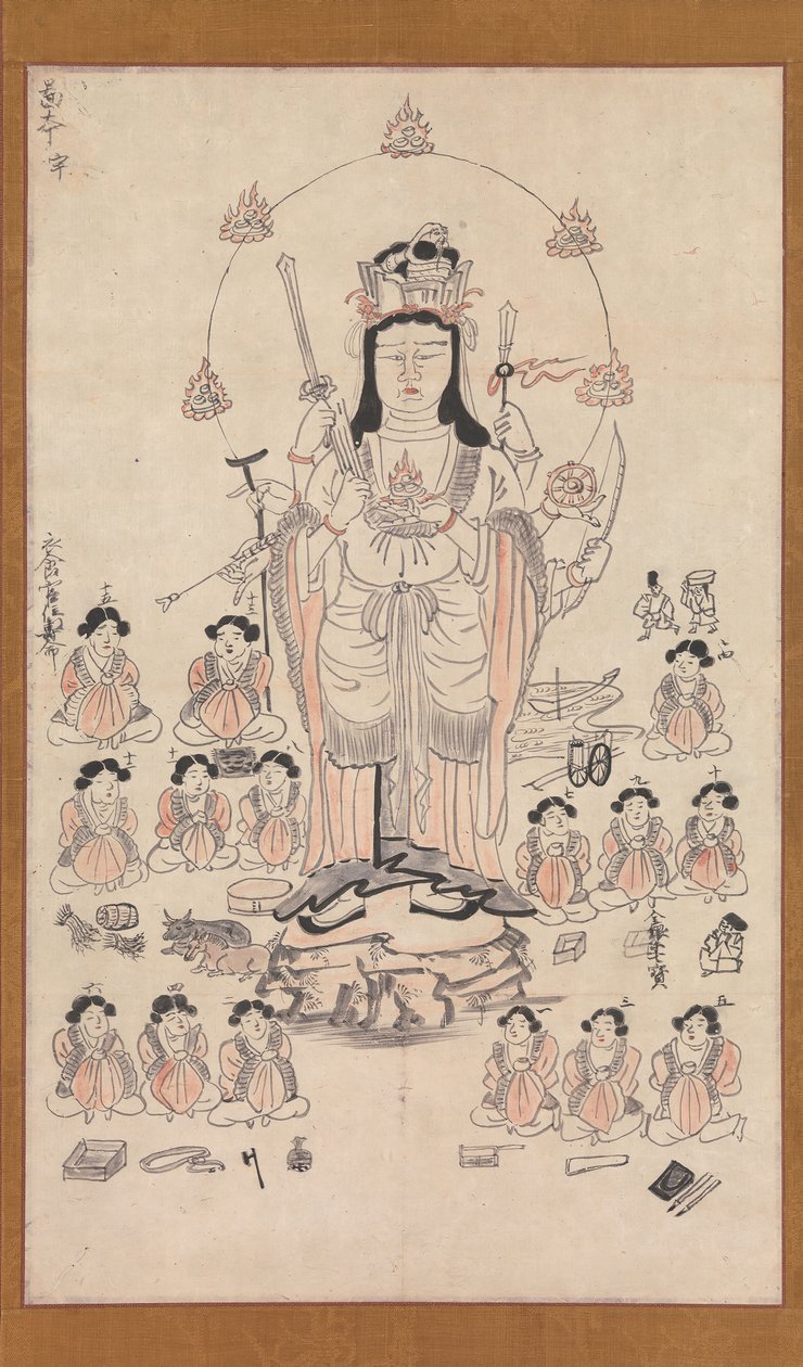 Benzaiten e quinze atendentes, século 13. de Unbekannt