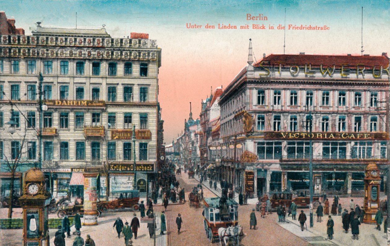 Berlim - Unter den Linden com vista para Friedrichstrasse, c1900 de Unbekannt
