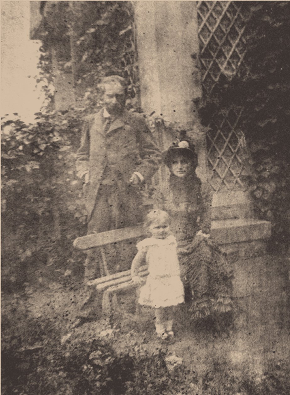 Berthe Morisot, seu marido Eugène Manet e sua filha, Julie, ca 1881 de Unbekannt