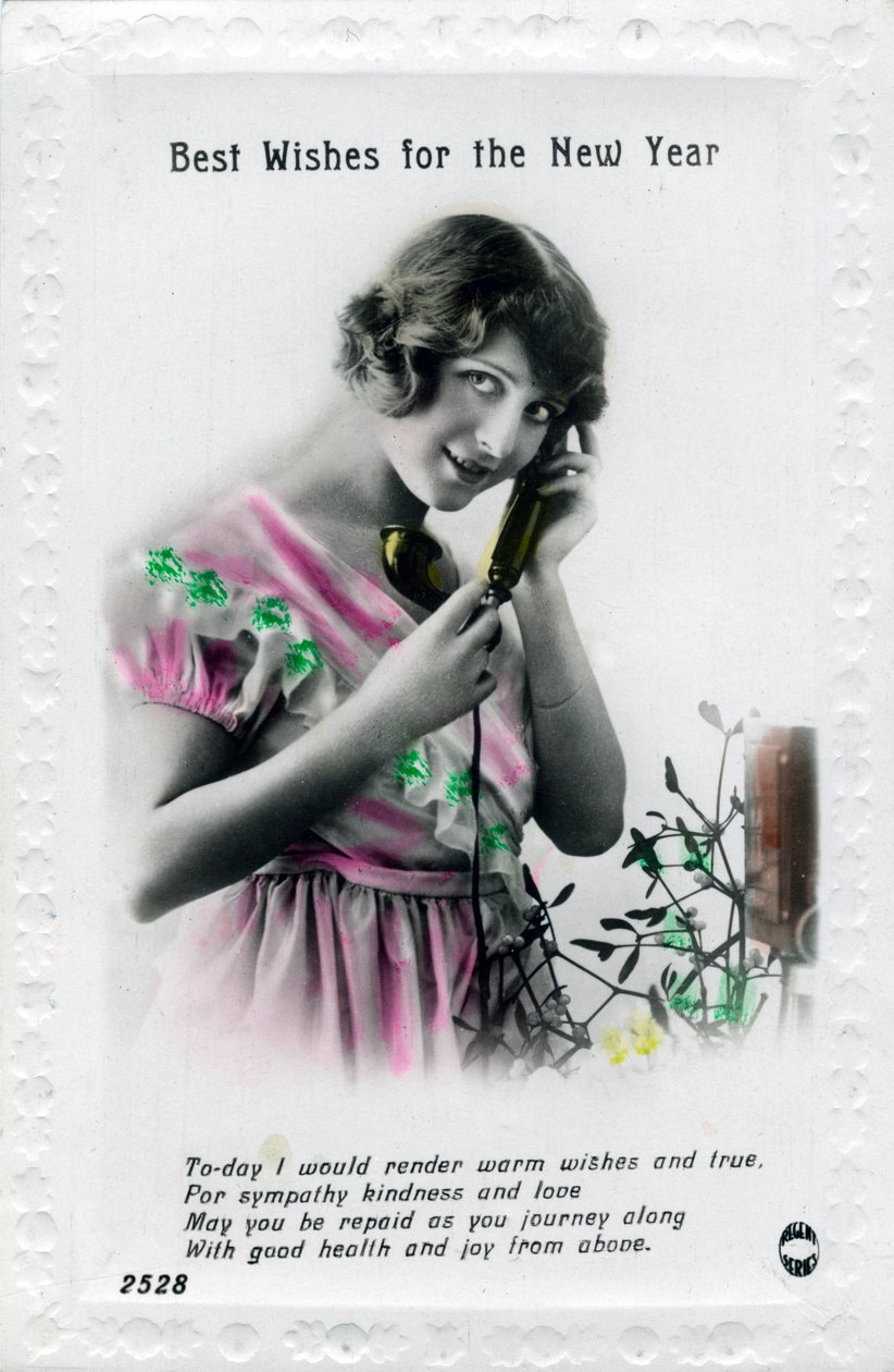 Cumprimentos para o Ano Novo, cartão de felicitações, c1920s de Unbekannt