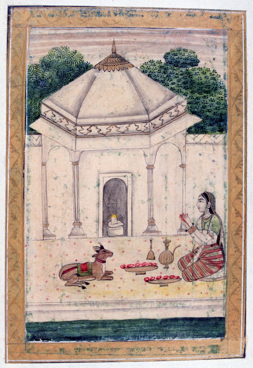 Bhairavi Ragini, Álbum Ragamala, Escola de Rajasthan, século XIX de Unbekannt
