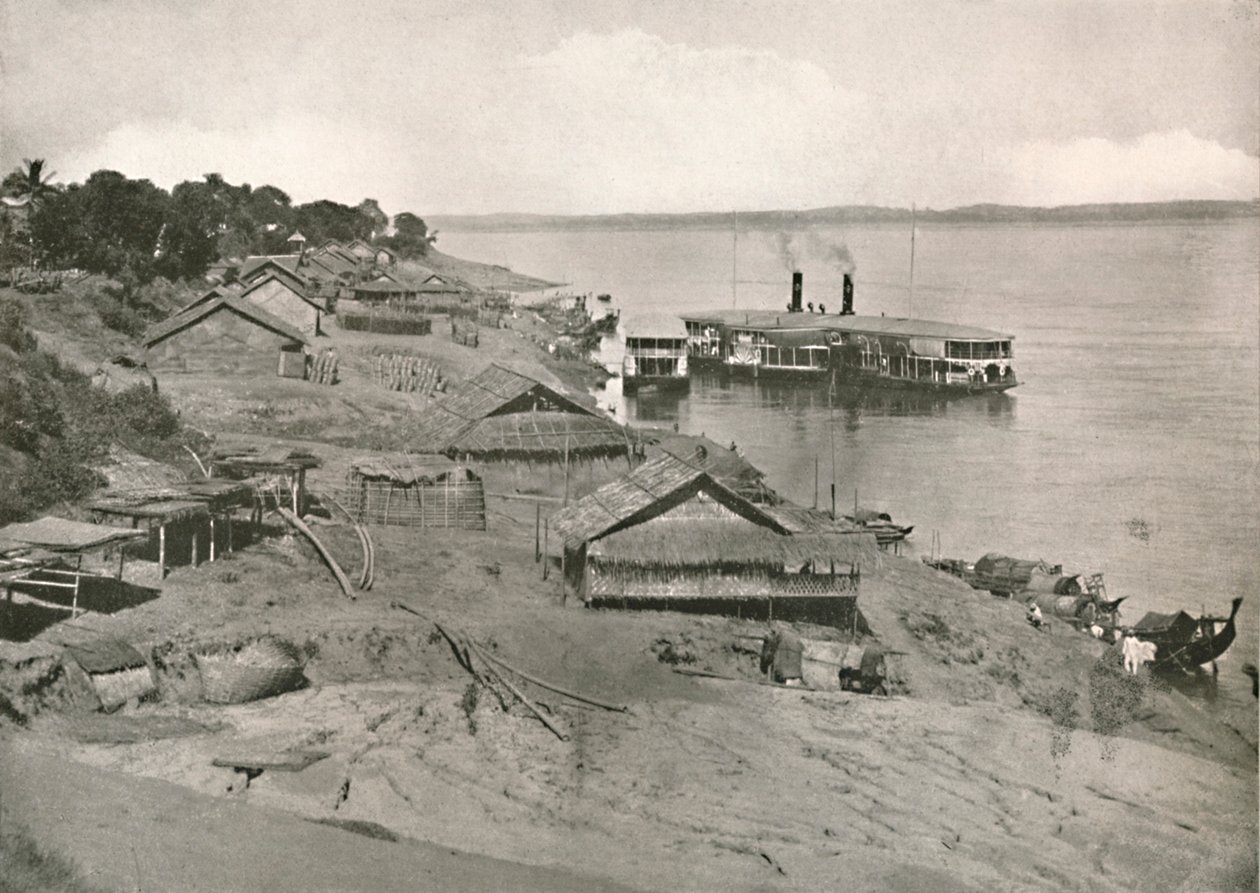 Bhamo - navio de correio da flotilha de Irrawaddy no Ghat, 1900. de Unbekannt