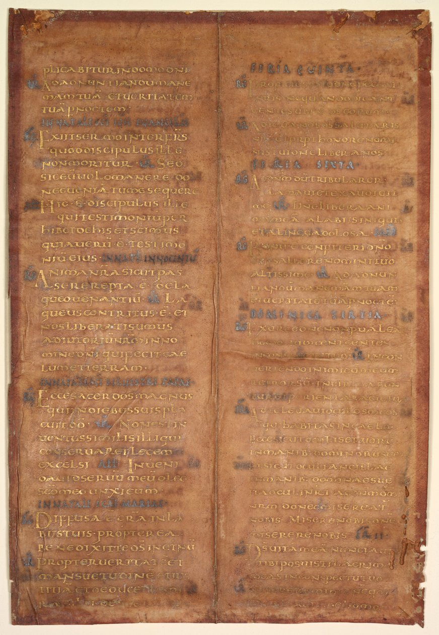 Bifólio Excisado de um Gradual Carolíngio reto, c. 830-860. de Unbekannt