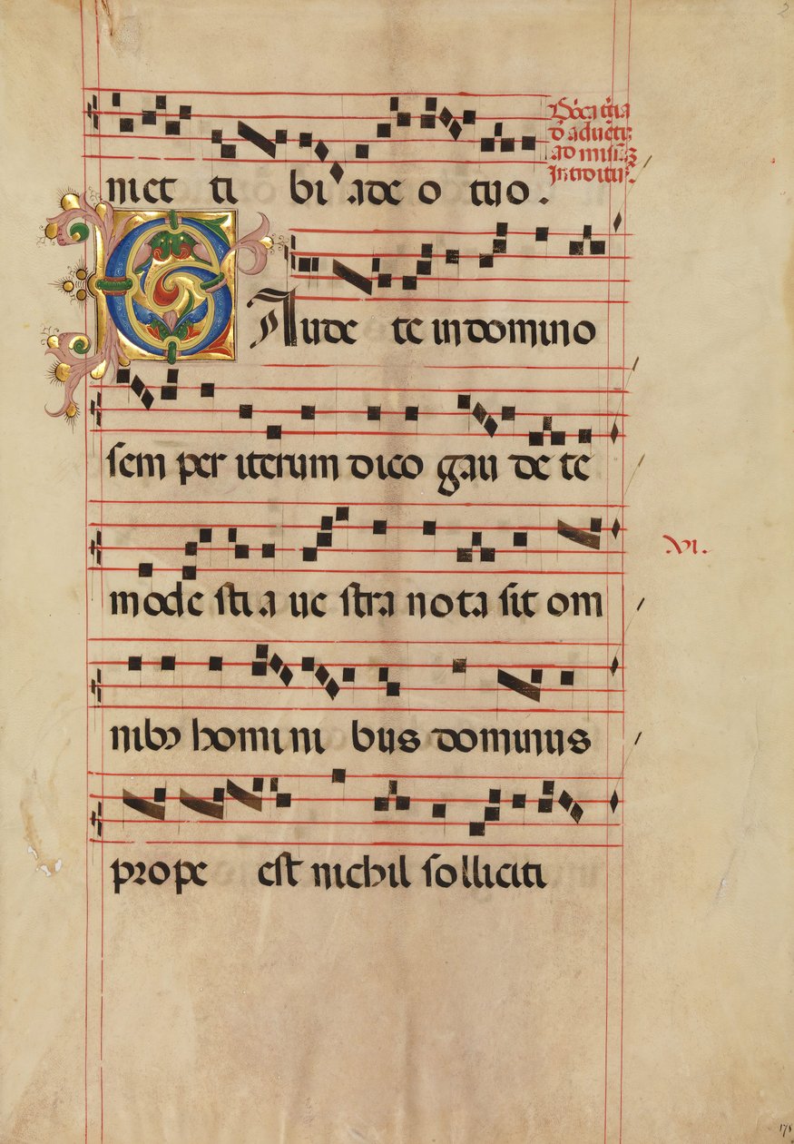Bifólio com Inicial Foliada C, de um Gradual, italiano, segunda metade do século XV. de Unbekannt