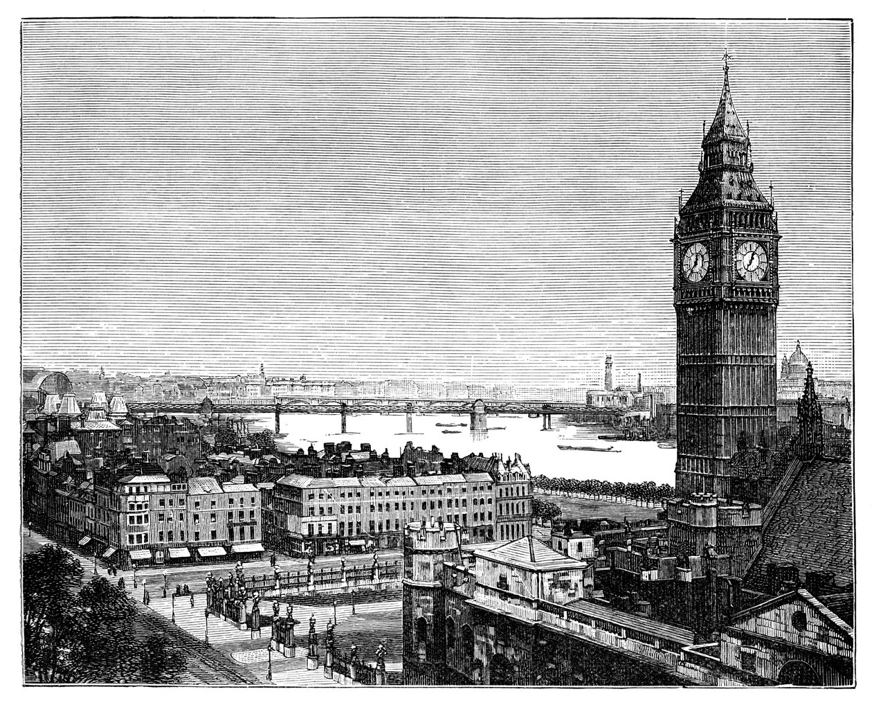 Big Ben e as Casas do Parlamento, Westminster, Londres, 1870 de Unbekannt