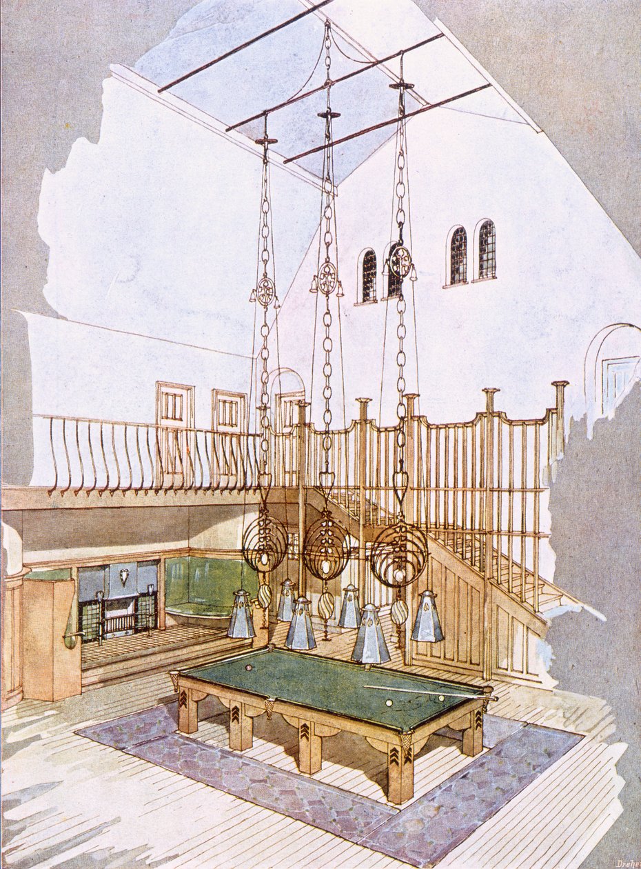 Sala de Bilhar, desenhada por George Walton, a partir de 