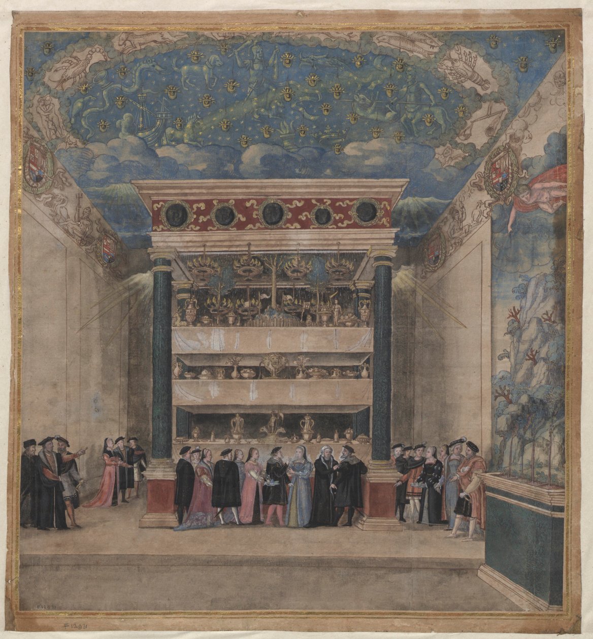 Palácio Binche durante as celebrações em agosto de 1549, 1549. de Unbekannt